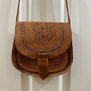Tooled African Leather Crossbody